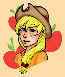 Size: 500x593 | Tagged: safe, artist:ninja-emo, applejack, human, g4, female, humanized, solo