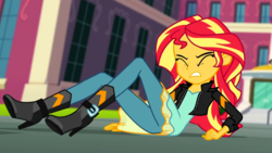Size: 1280x720 | Tagged: safe, screencap, sunset shimmer, equestria girls, g4, my little pony equestria girls: friendship games, boots, canterlot high, female, high heel boots, solo