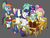 Size: 1280x973 | Tagged: safe, artist:pabbley, bon bon, fluttershy, greta, lyra heartstrings, rainbow dash, rarity, sweetie drops, twilight sparkle, alicorn, griffon, pony, g4, 24 hour challenge, alcohol, beer, beer stein, bipedal, blushing, clothes, dirndl, dress, embarrassed, female, gretarity, lesbian, oktoberfest, ship:twishy, shipping, twilight sparkle (alicorn)