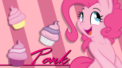 Size: 1920x1080 | Tagged: safe, artist:dfectivedvice, artist:slb94, pinkie pie, earth pony, pony, g4, cupcake, cute, female, food, human shoulders, mare, ponk, solo, wallpaper