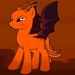 Size: 1024x1024 | Tagged: safe, artist:dragonlove01, dracony, hybrid, fiery wings, peril (wings of fire), ponified, skywing, solo