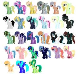 Size: 2048x2048 | Tagged: artist needed, safe, oc, oc only, earth pony, pegasus, pony, unicorn, high res, needs more jpeg, ocs everywhere, simple background, white background