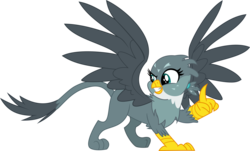 Size: 1792x1080 | Tagged: safe, artist:iknowpony, gabby, griffon, g4, the fault in our cutie marks, .svg available, claws, female, grin, simple background, smiling, solo, spread wings, transparent background, vector, wings