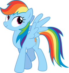 Size: 1026x1080 | Tagged: safe, artist:iknowpony, rainbow dash, pegasus, pony, g4, newbie dash, .svg available, alternate hairstyle, ashleigh ball, cutie mark, female, forthright filly, hooves, mare, simple background, smiling, solo, spread wings, transparent background, vector, voice actor joke, wings