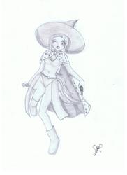 Size: 1700x2338 | Tagged: safe, artist:carlagasai, trixie, human, g4, female, humanized, monochrome, one eye closed, solo, traditional art, wink