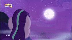 Size: 300x169 | Tagged: safe, screencap, princess luna, starlight glimmer, changeling, g4, to where and back again, animated, dream, dream walker luna, gif, kidnapped, tiny pop, warning