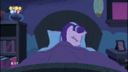 Size: 300x169 | Tagged: safe, screencap, starlight glimmer, pony, g4, season 6, to where and back again, animated, female, floppy ears, gif, nightmare, solo, starlight's room, tiny pop, zoomed in