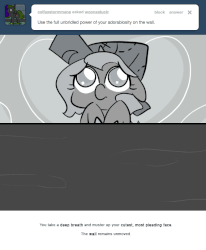 Size: 666x809 | Tagged: safe, artist:egophiliac, princess luna, moonstuck, animated, cartographer's cap, cute, eye shimmer, female, filly, gif, hat, lunabetes, monochrome, puppy dog eyes, solo, underwater, wall, woona, younger