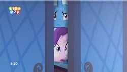 Size: 1143x647 | Tagged: safe, screencap, starlight glimmer, trixie, pony, g4, to where and back again, door