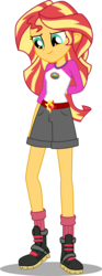 Size: 2117x5675 | Tagged: safe, artist:anhel032015, sunset shimmer, equestria girls, g4, my little pony equestria girls: legend of everfree, boots, clothes, female, high res, shorts, simple background, socks, solo, transparent background, vector