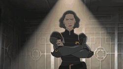Size: 556x312 | Tagged: safe, edit, edited screencap, screencap, spike, changeling, dragon, human, g4, to where and back again, animated, crossover, female, gif, korra, lin beifong, male, the legend of korra