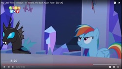 Size: 1600x900 | Tagged: safe, screencap, rainbow dash, changeling, g4, to where and back again, disguise, spoiler, youtube