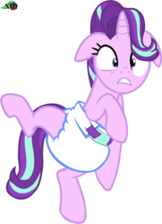 Size: 2261x3121 | Tagged: safe, artist:mlpcutepic, starlight glimmer, g4, diaper, female, floppy ears, high res, implied pooping, non-baby in diaper, poofy diaper, pooping in diaper, solo, story in the source