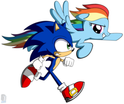Size: 2846x2391 | Tagged: safe, artist:az-derped-unicorn, rainbow dash, g4, crossover, high res, male, sonic the hedgehog, sonic the hedgehog (series)