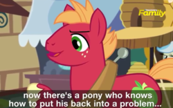 Size: 753x469 | Tagged: safe, screencap, big macintosh, earth pony, pony, g4, where the apple lies, discovery family logo, male, solo, stallion, subtitles, teenage big macintosh