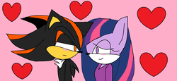Size: 1267x584 | Tagged: safe, artist:blackmasterelite15, twilight sparkle, anthro, g4, crossover, crossover shipping, heart, male, shadow the hedgehog, shadtwi, shipping, sonic the hedgehog, sonic the hedgehog (series), sonicified