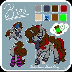 Size: 1280x1280 | Tagged: safe, artist:roy, oc, oc only, oc:gwynkiri, pony, unicorn, clothes, reference sheet, socks, solo, stockings, striped socks