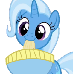 Size: 357x366 | Tagged: safe, trixie, pony, unicorn, g4, to where and back again, cute, eating, female, food, mare, nom, noodles, simple background, solo, to saddlebags and back again