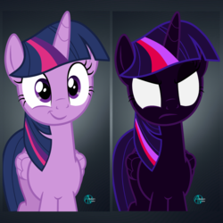 Size: 1080x1080 | Tagged: safe, artist:arifproject, twilight sparkle, alicorn, pony, g4, corrupted, dark, nightmare twilight, nightmarified, smirk pone collection, totally not sonic-related, twilight sparkle (alicorn)