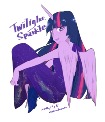 Size: 1024x1183 | Tagged: safe, artist:extraluna, twilight sparkle, alicorn, human, g4, alternate clothes, female, humanized, solo, twilight sparkle (alicorn), winged humanization, wings