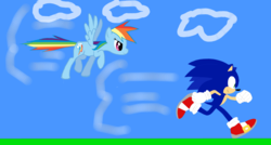 Size: 5600x3008 | Tagged: safe, artist:skye-yue, rainbow dash, g4, absurd resolution, crossover, male, sonic the hedgehog, sonic the hedgehog (series)