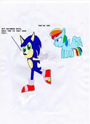 Size: 1275x1755 | Tagged: safe, artist:9000mario, rainbow dash, pony, g4, crossover, male, sonic the hedgehog, sonic the hedgehog (series)