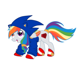 Size: 841x801 | Tagged: safe, artist:halchroma, oc, oc only, pony, clothes, commission, cosplay, costume, crossover, hoodie, male, not rainbow dash, solo, sonic the hedgehog, sonic the hedgehog (series)