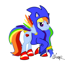 Size: 2000x2000 | Tagged: safe, artist:ponyrave, oc, oc only, clothes, commission, cosplay, costume, crossover, high res, hoodie, male, not rainbow dash, solo, sonic the hedgehog, sonic the hedgehog (series)
