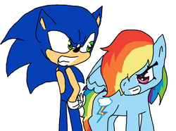 Size: 900x668 | Tagged: safe, artist:kalabeth16, rainbow dash, g4, crossover, male, sonic the hedgehog, sonic the hedgehog (series)