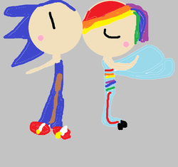 Size: 700x658 | Tagged: safe, artist:anver78, rainbow dash, human, g4, 1000 hours in ms paint, crossover, humanized, interspecies, male, ms paint, shipping, sonic the hedgehog, sonic the hedgehog (series), sonicdash, straight, winged humanization