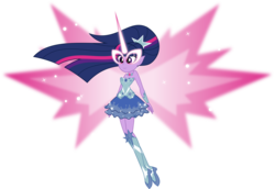 Size: 8000x5514 | Tagged: safe, artist:orin331, sci-twi, twilight sparkle, equestria girls, g4, my little pony equestria girls: friendship games, absurd resolution, alternate universe, bare shoulders, clothes, cute, daydream shimmer, daydream-ified, female, floating, sleeveless, smiling, solo, sparkling, strapless