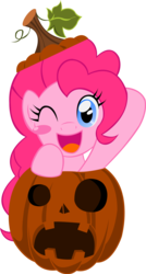 Size: 2662x4972 | Tagged: safe, artist:james-li, pinkie pie, earth pony, pony, g4, cute, diapinkes, female, food, jack-o-lantern, pumpkin, simple background, solo, transparent background