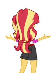 Size: 4092x5787 | Tagged: safe, artist:keronianniroro, sunset shimmer, equestria girls, g4, my little pony equestria girls: legend of everfree, absurd resolution, ass, bunset shimmer, butt, clothes, female, rear view, shorts, simple background, solo, transparent background, vector