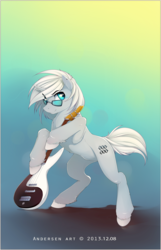 Size: 1909x2965 | Tagged: dead source, safe, artist:antiander, oc, oc only, pony, unicorn, glasses, guitar, solo