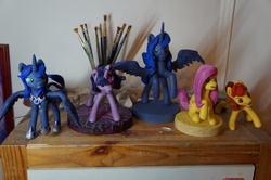 Size: 5456x3632 | Tagged: safe, artist:dalagar, apple bloom, fluttershy, princess luna, twilight sparkle, g4, sculpture, traditional art