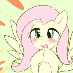 Size: 1778x1778 | Tagged: safe, artist:akainu_pony, fluttershy, pegasus, pony, g4, blushing, bust, cute, female, mare, open mouth, shyabetes, simple background, smiling, solo