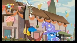 Size: 1920x1080 | Tagged: safe, screencap, discord, trixie, pony, unicorn, g4, my little pony: friendship is magic, to where and back again, female, mare