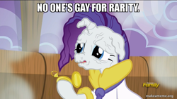 Size: 800x450 | Tagged: safe, edit, edited screencap, screencap, rarity, pony, unicorn, applejack's "day" off, g4, discovery family logo, female, hans moleman, holding, image macro, makeameme.org, male, mare, meme, prunity, pruny, solo, the simpsons, vein