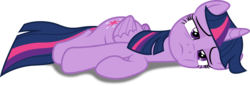 Size: 9000x3113 | Tagged: safe, artist:dashiesparkle, twilight sparkle, alicorn, pony, g4, twilight's kingdom, drained, failure, female, folded wings, lying down, mare, on side, simple background, solo, tired, transparent background, twilight sparkle (alicorn), vector