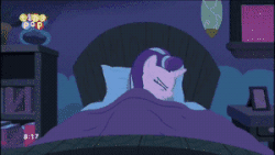 Size: 300x169 | Tagged: safe, edit, edited screencap, screencap, starlight glimmer, g4, to where and back again, animated, caption, catapult nightmare, female, floppy ears, gif, image macro, implied bedwetting, mawshot, meme, nightmare, open mouth, solo, starlight's room, tiny pop, uvula, zoomed in