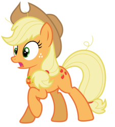 Size: 3878x4296 | Tagged: safe, artist:estories, applejack, earth pony, pony, g4, absurd resolution, element of honesty, female, mare, open mouth, raised hoof, simple background, solo, transparent background, vector