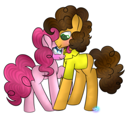 Size: 1024x951 | Tagged: safe, artist:northlights8, cheese sandwich, pinkie pie, g4, blushing, male, ship:cheesepie, shipping, signature, straight