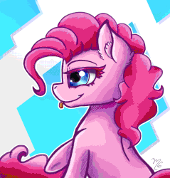 Size: 1436x1500 | Tagged: safe, artist:midnightsix3, pinkie pie, g4, animated, ear fluff, female, gif, pinkamena diane pie, smiling, smirk, solo, tongue out
