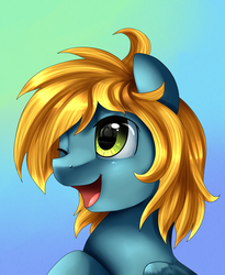 Size: 1446x1764 | Tagged: safe, artist:pridark, oc, oc only, pegasus, pony, bust, one eye closed, open mouth, portrait, raffle winner, solo