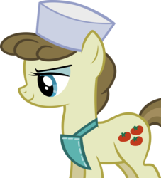 Size: 3031x3331 | Tagged: safe, artist:ironm17, roma, earth pony, pony, g4, my little pony: friendship is magic, putting your hoof down, apron, clothes, evil smile, female, high res, simple background, solo, transparent background, vector