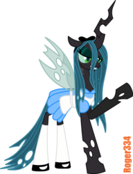 Size: 3757x4886 | Tagged: safe, artist:roger334, queen chrysalis, changeling, changeling queen, g4, alice in wonderland, clothes, costume, female, grin, nightmare night, simple background, smiling, solo, transparent background, vector