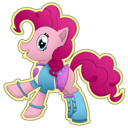 Size: 1024x1018 | Tagged: safe, artist:brittanysdesigns, pinkie pie, g4, boots, clothes, equestria girls outfit, female, skirt, solo, sticker