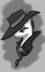 Size: 1200x1920 | Tagged: safe, artist:theroyalprincesses, rarity, g4, bedroom eyes, casablanca, clothes, crossover, detective rarity, female, monochrome, sketch, solo