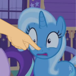 Size: 896x904 | Tagged: safe, edit, edited screencap, screencap, trixie, pony, unicorn, g4, to where and back again, boop, boop edit, cropped, female, finger, hand, mare