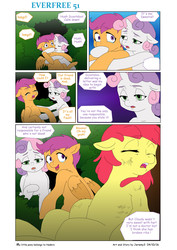 Size: 5784x8176 | Tagged: safe, artist:jeremy3, apple bloom, scootaloo, sweetie belle, earth pony, pony, comic:everfree, g4, absurd resolution, comic, crying, cutie mark crusaders, injured, tears of joy